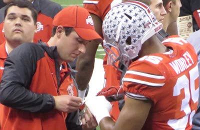 Ohio State athletic training intern Anthony Laurenzi, left, a Tremper