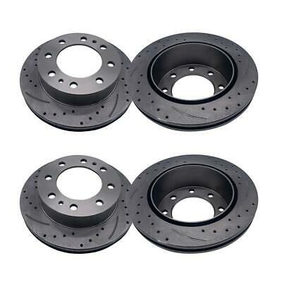 Honda EL For Acura Civic Front Rear Black Drilled Brake Rotors+Ceramic Pads
