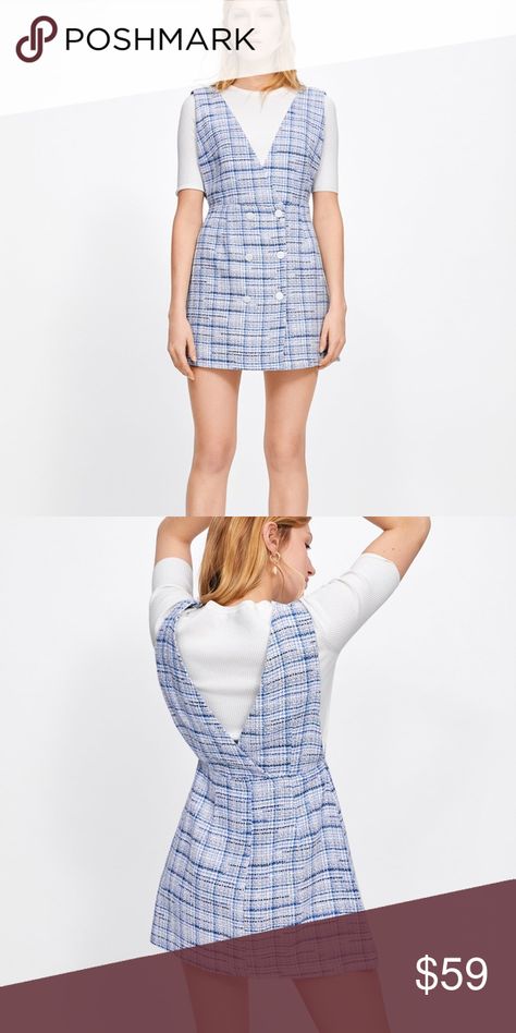 zara checked pinafore dress