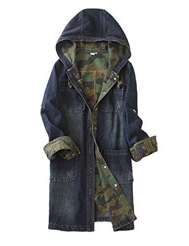 Balakie 2019 Womens Warm Collar Hooded Coat Jacket Denim Trench Parka Outwear
