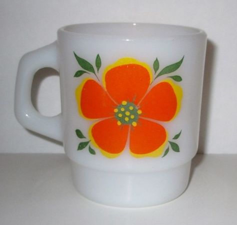 RetroMod Flower Power Footed Coffee Cups Set of 2, Vintage RetroMod Flower Power Footed Coffee Cups Set of 2, Vintage