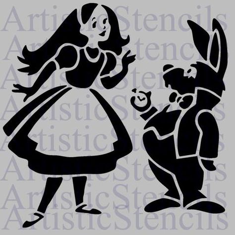 Alice 12/" Stencil *NEW* 8/" White Rabbit /& Mad Hatter durable 190mm Mylar 6/"