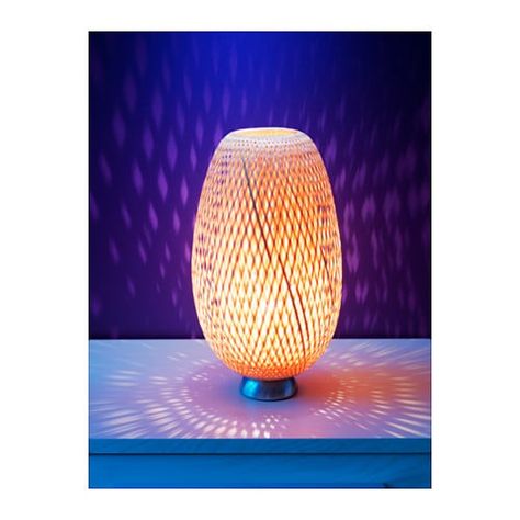 BÖJA Table lamp nickel plated, rattan BÖJA nickel plated, bamboo rattan