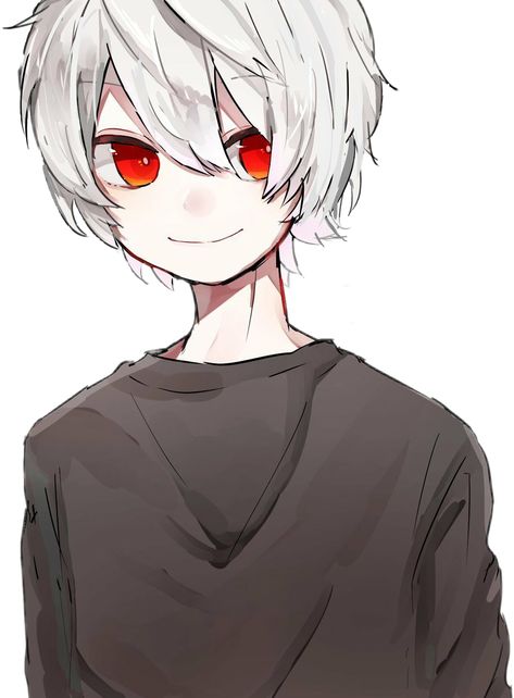 Black hair red eyes anime boy