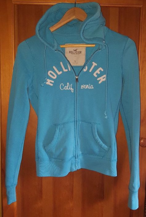 Wash Womens Sky Blue Zip Hoodie Size S Hollister Womens Turquoise Blue Zip Up