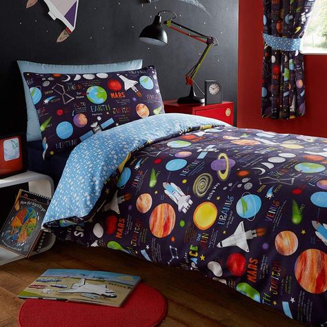 Kidz Club Juego de Funda de edredón de tamaño Individual y REALIN Fundas Nórdicas Astronauta Espacial Juego De Ropa De