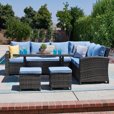 5 Piece Outdoor Sectional And Dining Set In Grey Light Blue Com 2020 Sofa Sets Relaxing Backyard Concrete Table - Outdoor Sofa Sectional With Dining Table 5 Piece Outdoor Sectional And Dining Set In Grey Light Blue Com 2020 Sofa Sets Relaxing Backyard Concrete Table - Outdoor Sofa Sectional With Dining Table