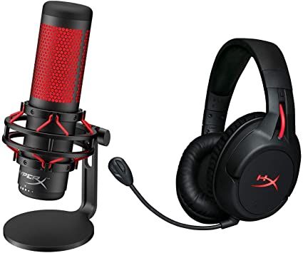 Amazon Com Hyperx Quadcast Usb Condenser Gaming Microphone And Hyperx Cloud Flight Wireless Gamin Gaming Microphone Wireless Gaming Headset Gaming Headset