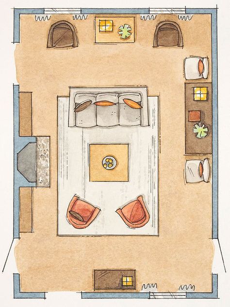 Living Room Arranging No Free Walls Centered Fireplace Float Seating In The Center Of A Room Farm House Living Room Family Living Rooms Family Room Furniture