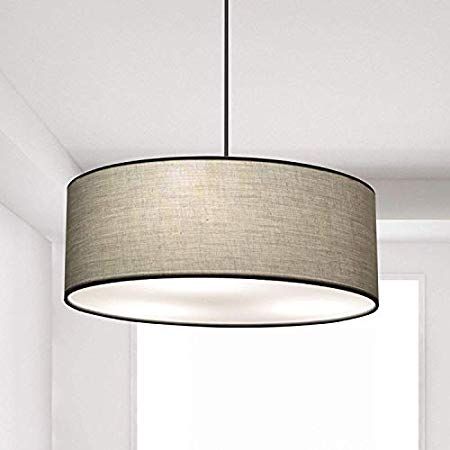 Pendelleuchte grau LED Stoff Wohnzimmer Warmweiß dimmbar
