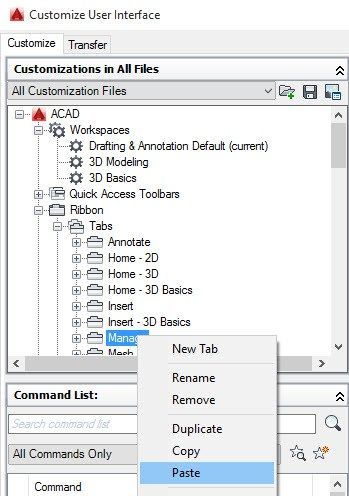 autocad customize ribbon commands autocad customize ribbon commands