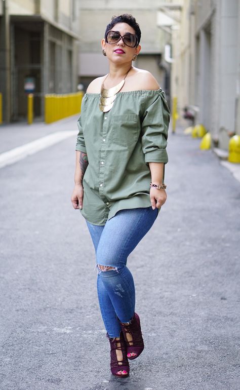 how to turn a shirt into an off shoulder top