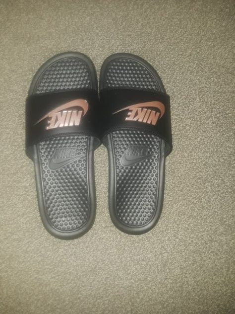 womens nike slides black and rose gold