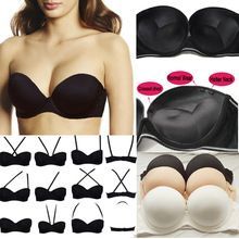 36 B C D Transparent Invisible Multiway Strapless Clear Back Straps Push Up Bra