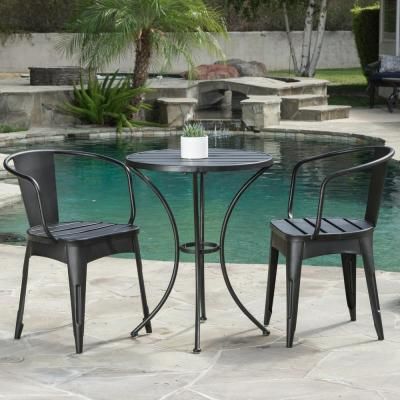 Le House Colmar Black With Silver 3 Piece Metal Round Outdoor Le House Colmar Black With Silver 3