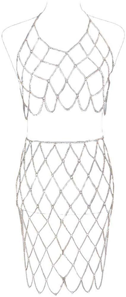 MineSign Boho Jewelry Women Metal Body Chain Set Indian Belly Chain Bikini Halloween Costume Party