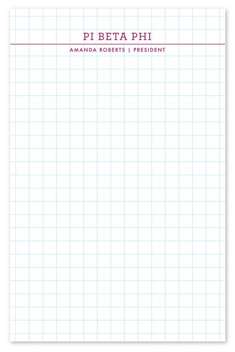 pi beta phi personalized graph paper notepad piphi pibetaphi personalized graph paper