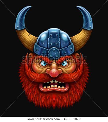 Cartoon Viking Head With Red Beard In Helmet With Horns Funny Cartoon Character Buy This Illustration On Shut Viking Head Red Beard Funny Cartoon Characters