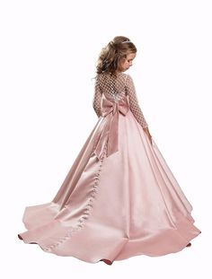 Childrens Kids Girls Striped Formal Fancy Princess Party Pageant Fancy Dress ZG8