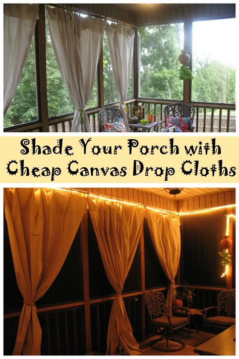 Pipe and Drop Cloth Outdoor Curtains with Nautical Tie Backs