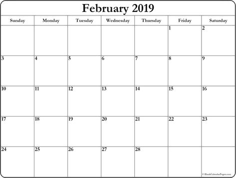 february blank calendar 2019 blank calendar february 2019 free printable blank calendar 2019