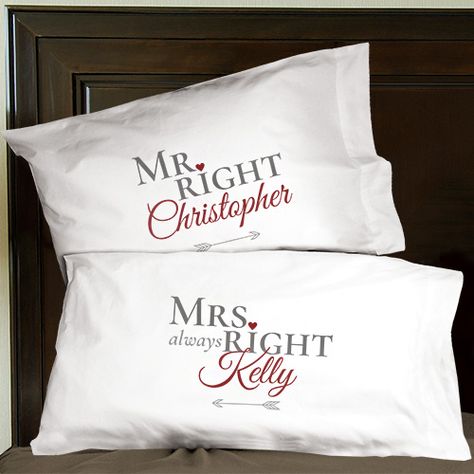 Personalized Mr. Right and Mrs. Always Couple pillowcases Mr Right Mrs Always