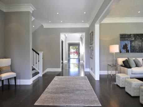 Rooms Painted Gray dark hardwood floors, grey walls, white molding/baseboards | home Rooms Painted Gray dark hardwood floors, grey walls, white molding/baseboards | home