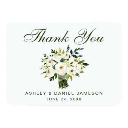 Stunning White Lily Green Personalized Wedding Thank You Cards Stunning White Lily Green Personalized Wedding Thank You Cards