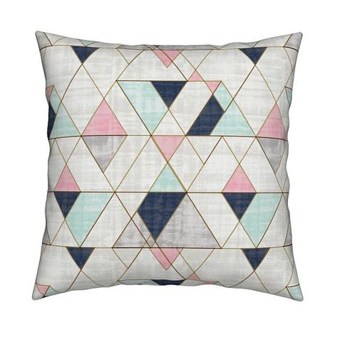 Geometric Throw Pillow Mod Triangles Geometric Throw Pillow Cover Mint and