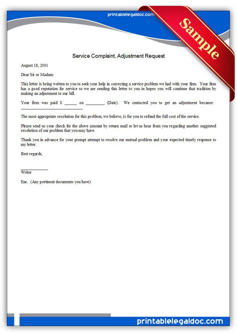 Printable service complaint adjustment request Template - complaint forms template Printable service complaint adjustment request Template - complaint forms template