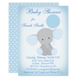 Baby Boy Elephant Shower Invite \u2022 Custom Invitations Printed