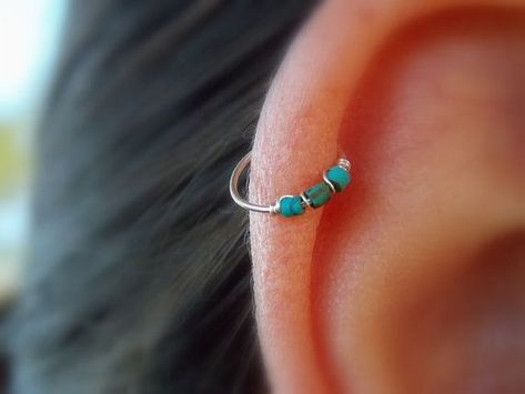 14K Solid Gold Cartilage Earring-White Opal Helix Hoop-Tragus-Conch-Daith-Nose Ring-16g 18g 20g 22g-October/'s Birthstone-Valentines Day