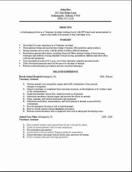resume templates veterinary assistant assistant resume