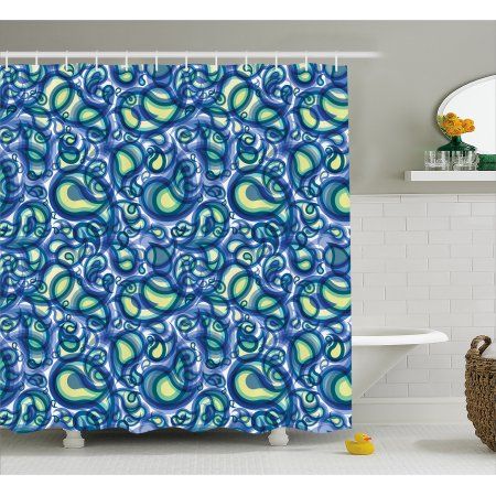 Paisley Decor Shower Curtain Indian Ocean Waves Like Design With Big And Small Raindrops Alike Shower Curtain Hooks Cotton Shower Curtain Shower Curtain Sizes