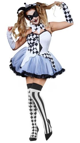 Harlequin Tights Jester Costume Halloween Clown Medieval Adult Fancy Dress Party