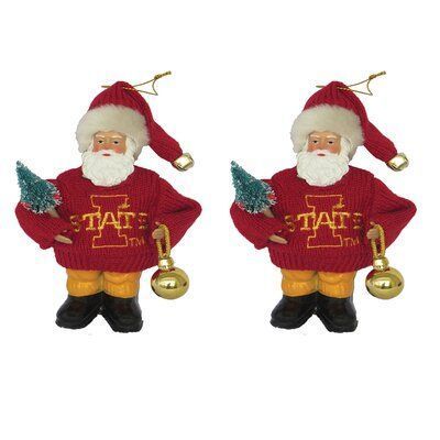 Santa S Workshop Ncaa Santa Hanging Figurine Ornament Set Of 2 Ncaa Team Iowa State University Iowastate Santas Workshop Iowa State University Ornament Set