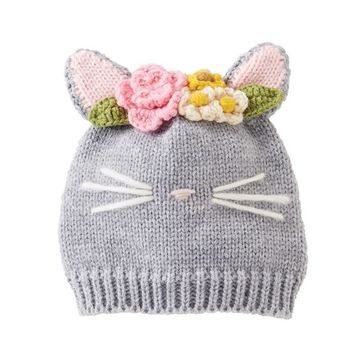 Gorro de ganchillo con dibujos de gato para bebé,invierno, Gorro de ganchillo con dibujos de gato para bebé,invierno,