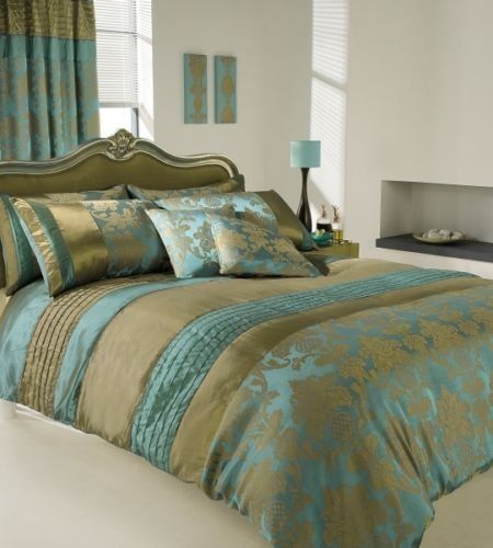 Apachi Super King Size Duvet Cover Bedding Set Gold Teal Co Uk Luxury Sets Matching And Curtains Teal Bedding Sets, Super King Size Bed Covers Uk