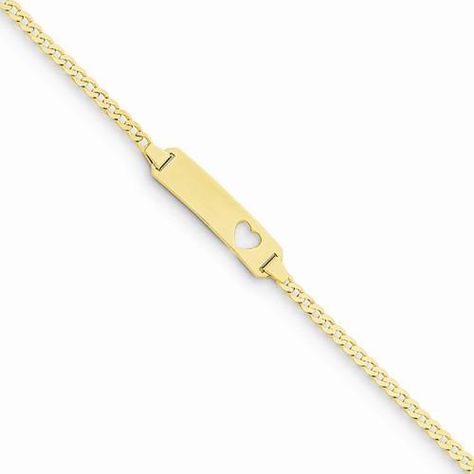 Children Earrings by Lovearing 14k Gold Plated Brass Baby ID Cubic Zirconia Heart Rolo Link Chain Girls 6 Adjustable Tag Bracelet