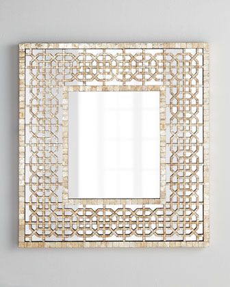 Diedra Capiz Fretwork Mirror Tile Frame Decor Mirror Decor, Floor Decor Mirror Tile