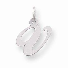 925 Sterling Silver Small Fancy Script Initial V Charm and Pendant
