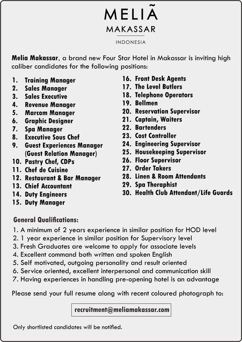 24 best Lowongan Hotel images on Pinterest Hotels, Jakarta and - linen attendant sample resume 24 best Lowongan Hotel images on Pinterest Hotels, Jakarta and - linen attendant sample resume