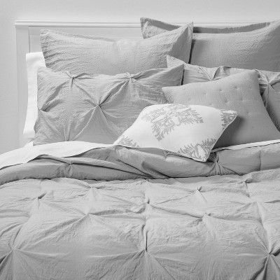 Queen 8pc Montvale Pinch Pleat Comforter Set Gray Threshold Sets Grey Bedding - White Bedding Set Reviews Queen 8pc Montvale Pinch Pleat Comforter Set Gray Threshold Sets Grey Bedding - White Bedding Set Reviews