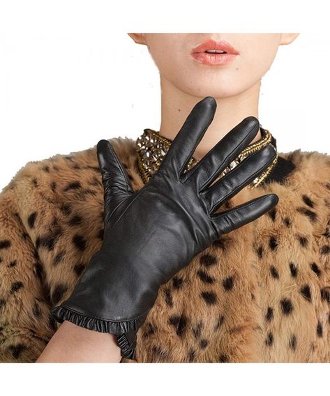 New Women/'s Leather Dress Gloves Warm Winter Gloves Black Brown Leather Gloves