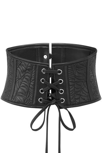 6/" Lace UP Stretch Corset Belt Faux Leather Goth Gothic Party Costume Strapped I