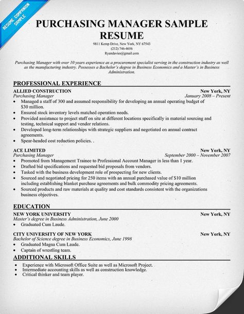 procurement resume sample