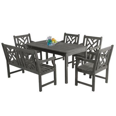 Beachcrest Home Zephyrine 6 Piece Dining Set Wayfair Patio Dining Set Wood Patio Dining Room Sets