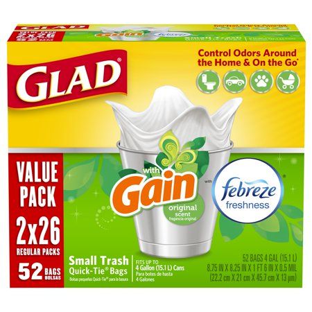 Glad 4 Gal. White Fresh Clean OdorShield Quick-Tie Small Trash