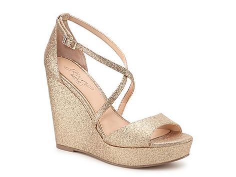 gold prom wedges