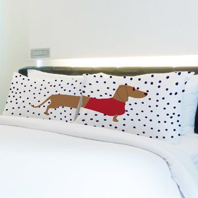 2 Piece Dachshund Dots Pillow Case Set Dachshund Pillow Case Set Dachshund
